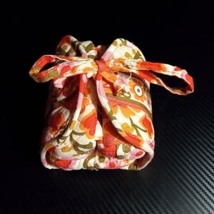 Vera Bradley Red and Orange Cosmetic Bag with Vibrant Design
